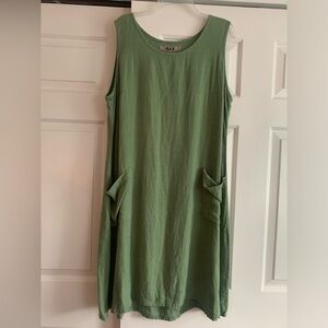 Women’s FLAX linen sleeveless dress Sage Green